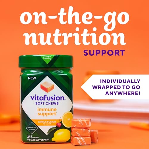 Vitafusion Soft Chews Immune Support (1), Adult Chewable Vitamin C for Immune Support, Individually Wrapped, Citrus Fusion Flavor, 30 Chews, 30 Day Supply