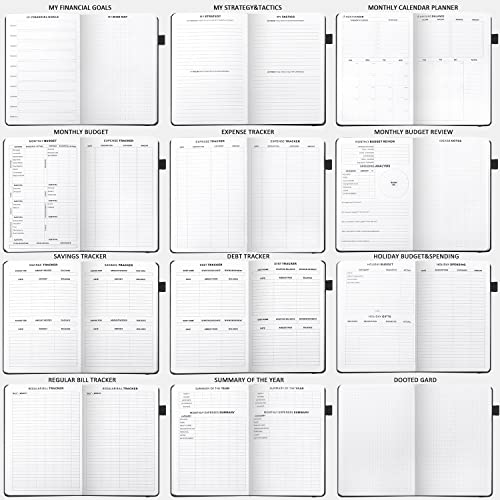 JUBTIC Budget Planner 2024, Budget Book and Monthly Bill Organizer, Finance Planner with Expense Tracker Notebook,Undated,12 Month, A5 Size, Balck