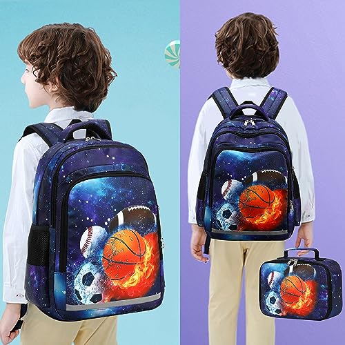 LEDAOU Kids Preschool Backpack Girls Kindergarten BookBag Elementary Waterproof Galaxy School Bag 7 Pockets with Chest Strap(Balls Starry Sky)