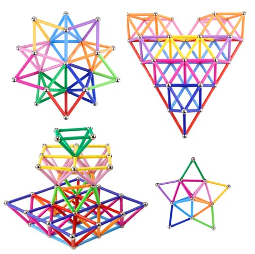 Funifinds 220PCS Magnetic Building Sticks Blocks, Magnet Educational Toys Magnetic Sticks Stacking Toys STEM Set, Non-Toxic Building Toy 3D Puzzle with Storage Bag