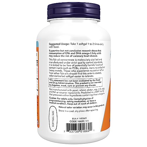 NOW Supplements, Ultra Omega-3 Molecularly Distilled and Enteric Coated, 180 Softgels