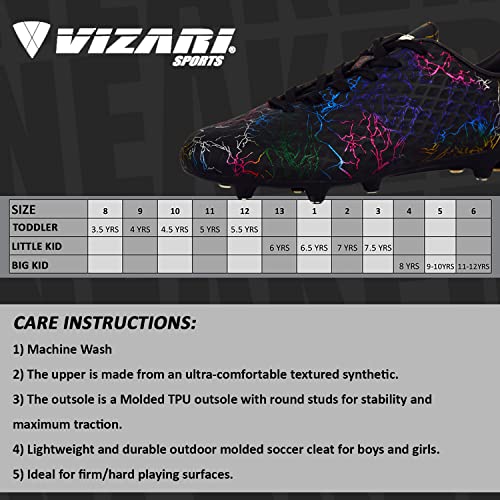 Vizari Zodiac Firm Ground Soccer Cleats - Kids Soccer Shoes with Excellent Traction, Grip, and Comfort - Durable, Lightweight & Breathable Youth Soccer Cleats - Unisex Soccer Cleats for Boys & Girls