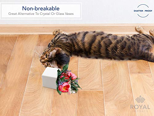 Royal Imports Flower Acrylic Vases Cubes - Decorative Centerpiece for Home or Wedding - Non Breakable Plastic, 4" - White