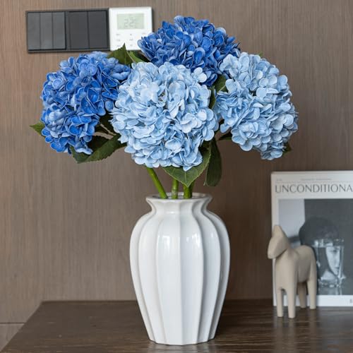 DUYONE 3PCS 22 inch Realistic Artificial Hydrangea Large Real Touch Flowers Artificial Flowers Dry Flowers Outdoor Wedding Christmas Office Family Party Living Room Table Decoration (Pink)