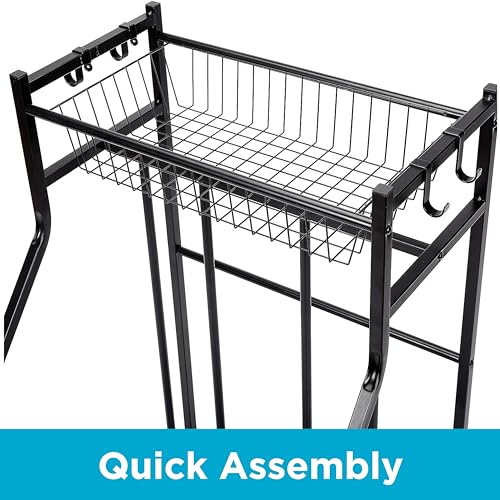 BIRDROCK HOME Bike Rack Garage Storage Floor Stand - Freestanding Organizer for Outdoor Yard - Upright Wall Mount for Scooters, Rakes, Motorcycles, Hoverboards, Gloves - Holds 2 Bicycle - Black