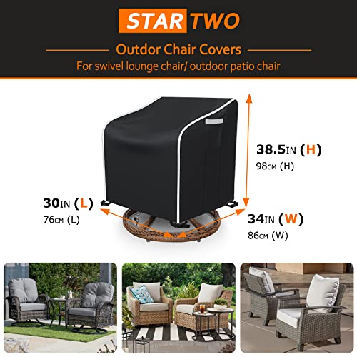 STARTWO Patio Chair Covers 2 Pack Outdoor Furniture Covers Waterproof Fit for 29"W x 30"D x 36"H, Lounge Deep Seat Cover, Heavy Duty Chair Covers for Lawn Furnitures, Black