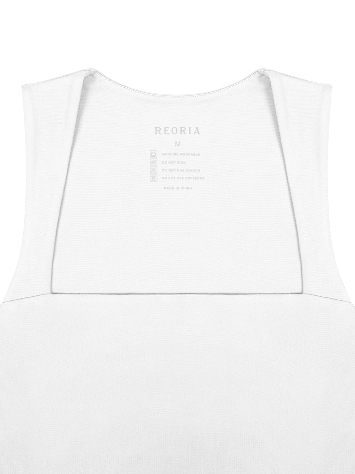 REORIA Women's Sexy Square Neck Crop Tops Going Out Basic Square Neck Summer Casual Corset Tank Tops Preppy Party Night Club Concert Workout Clothes White Large