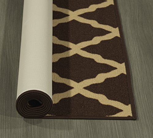 Machine Washable Moroccan Trellis Design Non-Slip Rubberback 2x5 Traditional Indoor Runner Rug for Hallway, Kitchen, Bedroom, Entryway, 20" x 59", Yellow