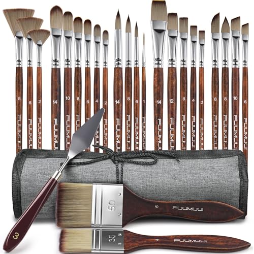 Miniature Model Paint Brushes Drybrush Set 18pcs for Effect, Fine Tip Model Painting - Professional Dry Brush Detail Paint Brushes for Tabletop & Wargames Miniature Acrylic, Watercolor, Oil Painting