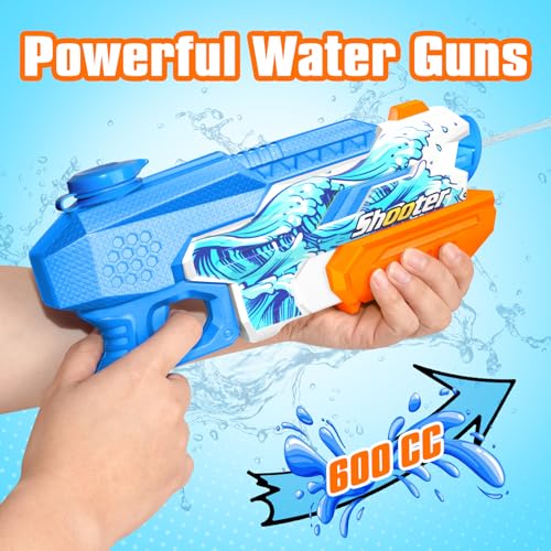 2 Pack Water Gun for Kids Adults: 600cc Squirt Blasters Super Water Gun Soaker with Long Range High Capacity for Boys Girls Summer Swimming Pool Beach Outdoor Water Fighting Play Toys Party Favors