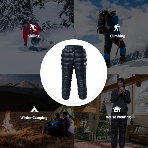 Naturehike DW Down Pants, Men's Women's Pants for Winter, 800FP Warm Windproof Puffy Pants, Hiking Pants for Men & Women
