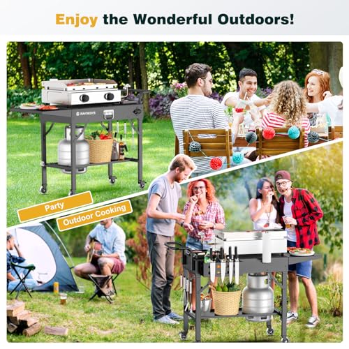 Outdoor Grill Table, Blackstone Griddle Stand, 440lbs Folding Grill Cart, Pizza Oven Table Stand for Onni,Food Prep Table with Wheels for Outdoor BBQ Camp Ninja Woodfire Grill Stand, 31" W x 17" D