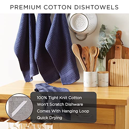 DII Basic Terry Collection Windowpane Dishtowel Set, 16x26, Pebble Solid, 4 Piece