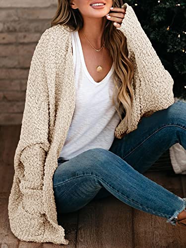 Saodimallsu Womens Fuzzy Cardigan Sweaters Oversized Open Front Long Sleeve Batwing Button Down Sweater with Pockets