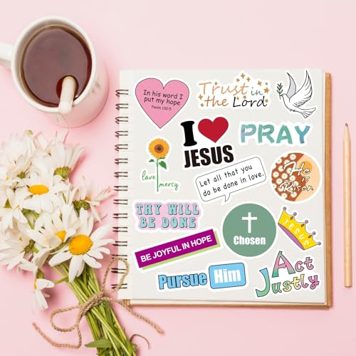 200Pcs Inspirational Christian Stickers for Water Bottles Laptop, Vinyl Waterproof Bible Verse Stickers, Jesus Faith Stickers for Journaling, Religious Christian Easter Gifts for Kids Women
