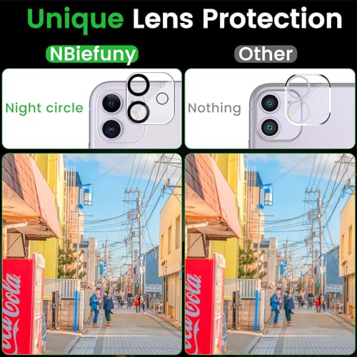 NBiefuny 3 Pack Privacy Screen Protector for iPhone 11 6.1 Inch with 3 Pack Camera Lens Protector, Anti Spy Tempered Glass Film, Anti-Scratch, Touch Sensitive, Case Friendly