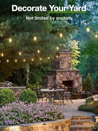 addlon 54FT(48+6) Solar String Lights Outdoor Waterproof with USB Port & Remote Control Dimmable Solar Patio Lights IP65 Solar Powered Edison LED Bulbs for Outside Bistro Camping