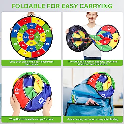 29" Large Dart Board for Kids, Kids Double-Sided Dart Board with Sticky Balls and Darts, Indoor/Outdoor Sport Fun Party Play Game Toys, Gifts for 3 4 5 6 7 8 9 10 11 12 Year Old Boys Girls