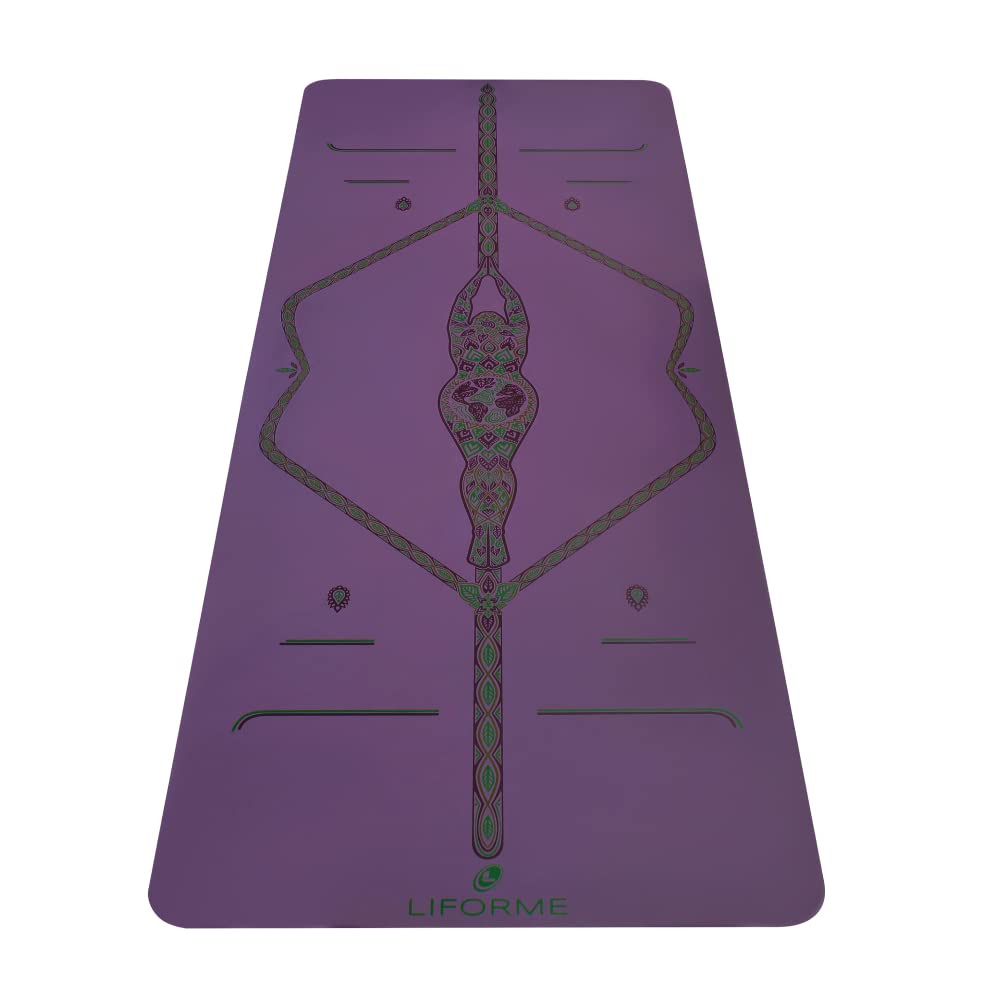 Liforme Printed Yoga Mat Collection - Free Yoga Bag, Patented Alignment System, Warrior-like Grip, Non-Slip, Eco-friendly, Biodegradable, Sweat-resistant, Long, Wide and Thick for Comfort