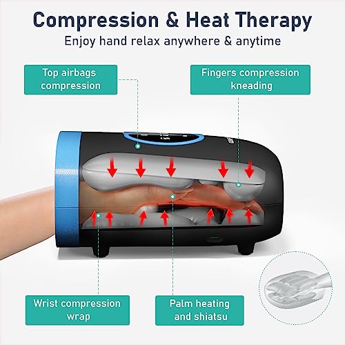 QUINEAR Hand Massager - Cordless Hand Massager with Heat and Compression for Arthritis, Carpal Tunnel and Stiff Joints - Gifts for Women Men - FSA/HSA Eligible