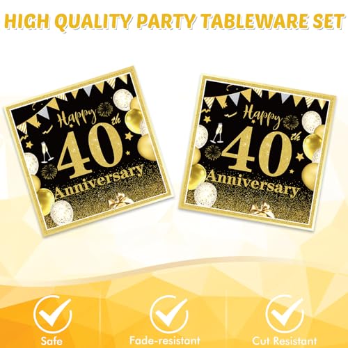 40 PCS40th Birthday Party Decorations 40th Birthday Party Tableware1984 Birthday Party Decorations Supplies Birthday Party Plates Napkins for Cheers to 40 Years Wedding Anniversary Party Supplies