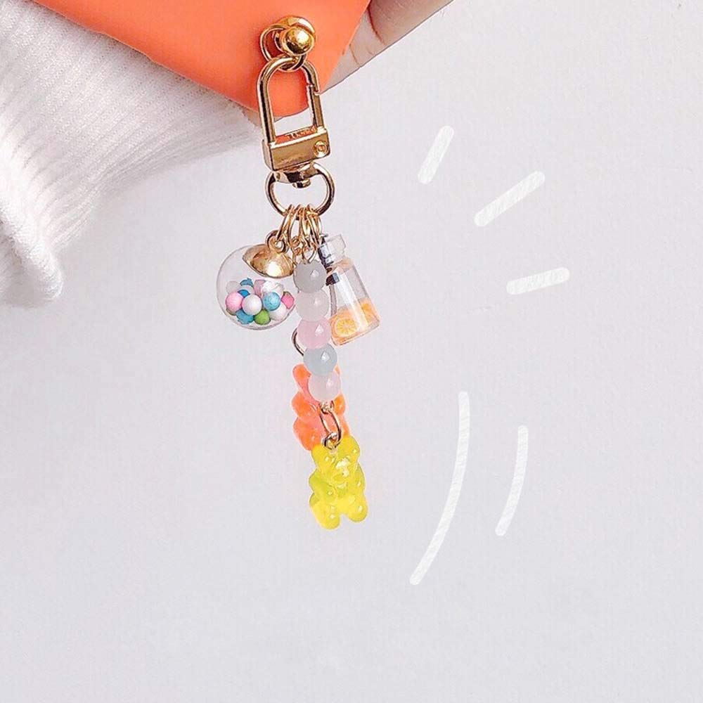 Cute Resin Gummy Bear Key Chain Candy Color Animal Bear Charms Keychains Car Keys Bag Pendant Keyring Jewelry Gift(blue)