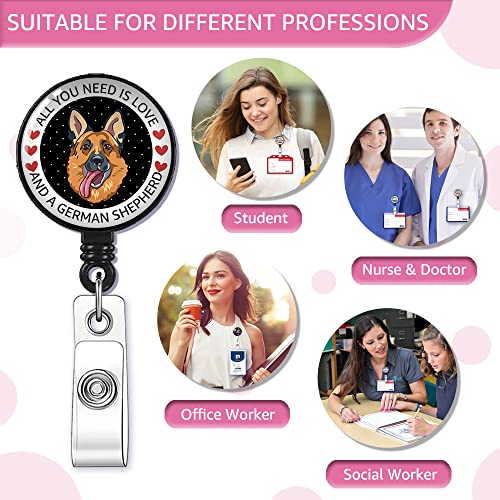 GEYGIE Just A Nurse Who Loves Dogs Badge Reel Retractable with Alligator Clip, Funny Shiba Inu ID Badge Holder Gift for Nurse Murse ER Nurse PA PT NP RN EN L&D OB NICU Nurse Dog Lovers