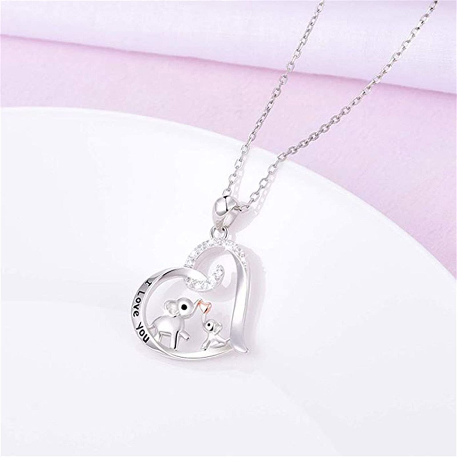 Valentines Day Gifts Elephant Pendant Heart Necklaces for Women I Love You Forever Diamond Necklace for Her Mom Wife Mother's Day Gift Amazon Haul Items