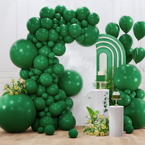 PartyWoo Dark Green Balloons 127pcs Different Sizes of 36 18 12 10 5 Inch Emerald Hunter Forest Green Balloon Arch Kit for Birthday Christmas Graduation Dinosaur Jungle Party Decorations Green-Y56