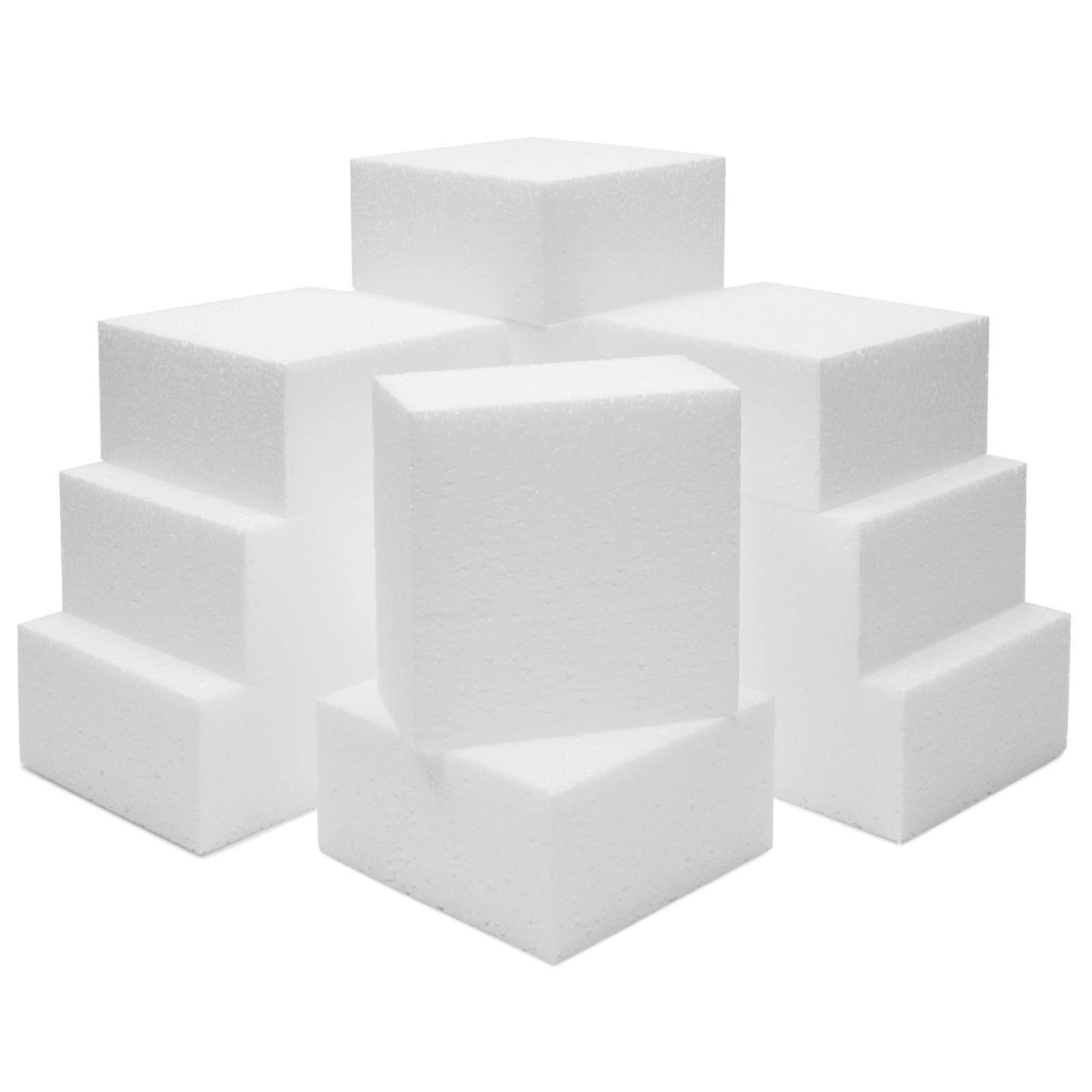 Juvale 12 Pack Foam Blocks for Crafts, Polystyrene Brick Rectangles for Floral Arrangements, Art Supplies, Holiday Decor (4 x 4 x 2 in, White)