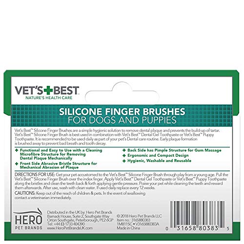 Vets Best Pet Toothbrush | Easy Teeth Cleaning for Dog and Cat Dental Care, Perfect for Dogs and Cats - 5 Pack