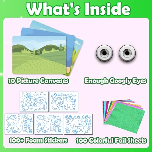 ZMLM Art Craft Activity for Kid - Foil Art Dinosaur & Animal Travel Toys, No Mess Art Kit & Supply Game, DIY Creative Sticker Craft Set, Idea Birthday Gift for 4 5 6 7 8 9 Year Old Boy Girl