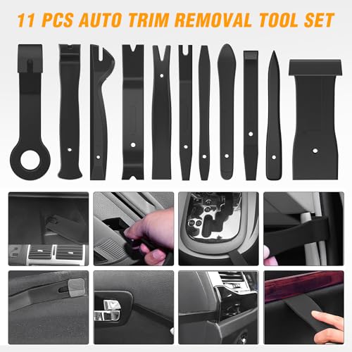 GOOACC 5PCS Auto Trim Removal Tool Kit No-ScratchTool Kit for Car Audio Dash Window Molding Fastener Remover Tool Kit-Black