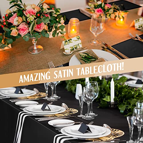 Lounsweer 8 Packs Satin Tablecloth 102 x 58 Inches Rectangle Table Cover Silk Smooth Fabric Party Table Cloth for Rectangle Parties, Holiday Dinner Wedding Banquet Decoration(Silver)