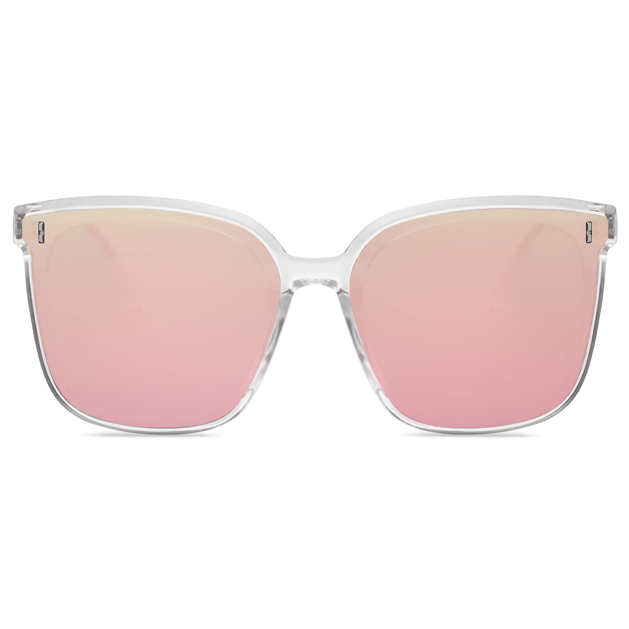 SOJOS Sunglasses for Women Men Vintage Style Shades SJ2157,Clear/Pink