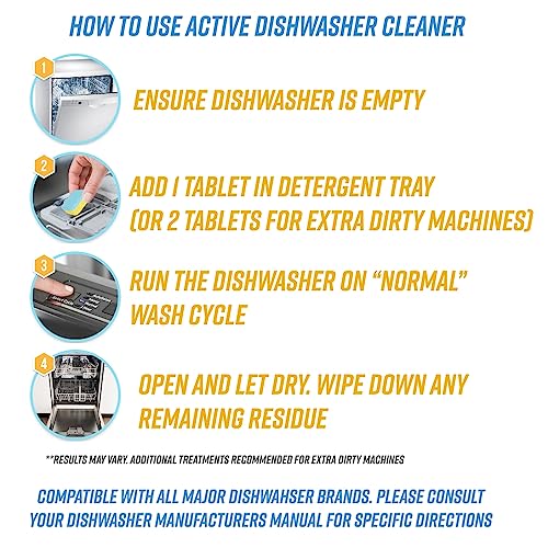 Dishwasher Cleaner And Deodorizer Tablets - 24 Pack Deep Cleaning Descaler Pods for Dish Washer Machine, Heavy Duty, Septic Safe, Natural Limescale Remover, Calcium, Odor, Smell - 12 Month Supply