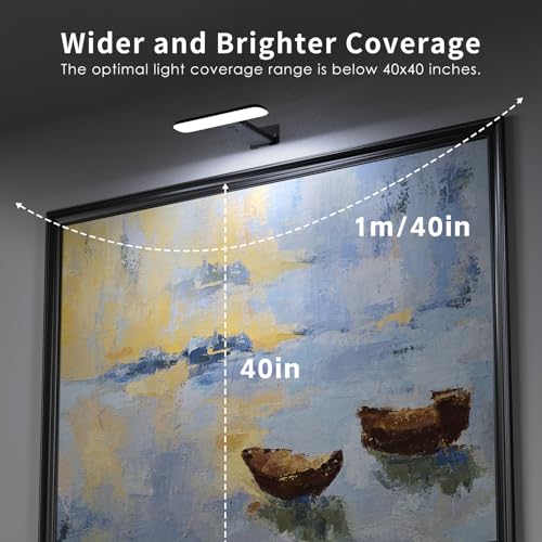 Picture Lights Battery Operated with Remote, Rechargeable Picture Lights for Wall, 3CCT&Brightness Dimmable,300 LM, Sticker/Screw Installation, Art Light for Gallery, Artwork-Black