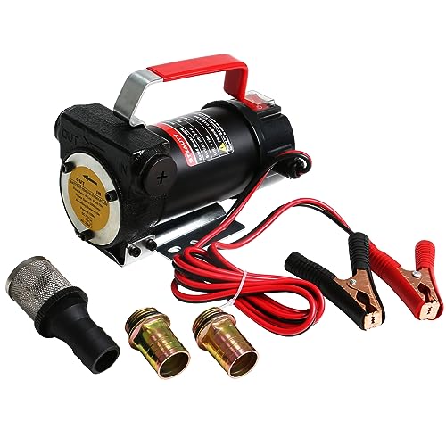 12V DC 10.5GPM Diesel Fuel Transfer Pump Kit with Self-priming Nozzle and Fuel Hose, Portable Suitcase, Efficient Fuel Transfer Made Easy, for Transferring Diesel, Kerosene, Transformer Oil, Etc.