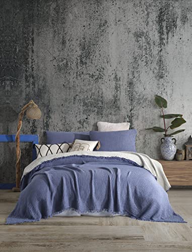 Soft Pure Cotton 4 Layer Gauze Bed Cover, Muslin Throw Blanket, Lightweight Blanket, Oversize, King Size, Queen Size and Twin Size. (King Size 95X106 Inches, Buttercream Yellow)