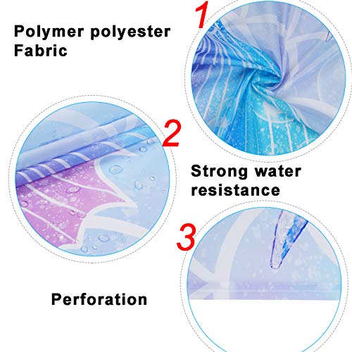 4 Pcs Flower Butterfly Shower Curtain Set with Non-Slip Rug, Toilet Lid Cover and Mat, Colorful Floral Shower Curtain with 12 Hooks, Waterproof Fabric Bath Curtain for Bathroom, Blue