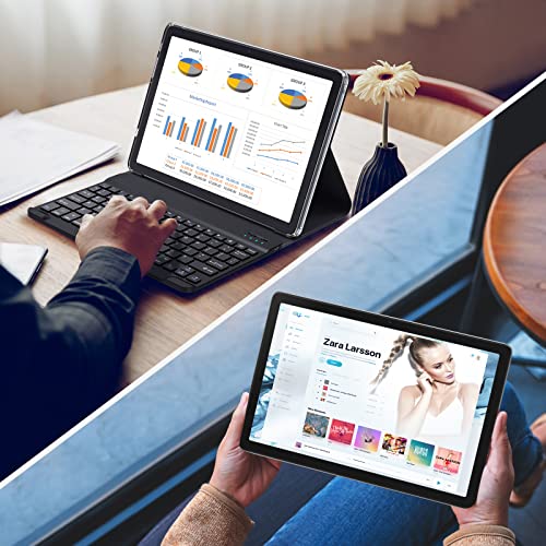 2024 Tablet 10.1 Inch 2 in 1 Android Tablet with keyboard Octa-Core 8(4+4 Virtual)+128GB Storage 1TB Expandable, 13+8MP Camera, Newest Tablets PC with Case Mouse Stylus Support 5G WiFi, IPS FHD Screen