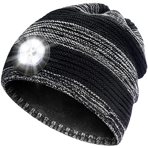 TAOCANTAO Beanie with Light Mens Gifts Unique - Stocking Stuffers for Women Men Rechargeable LED Knitted Beanie Hat for Grandpa Dad Him