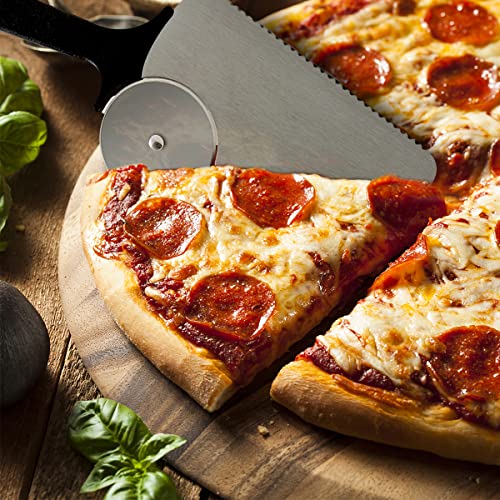 Nuwave 2pc Pizza Kit, 10” Stainless Steel Pizza Peel, Stainless Steel Pizza Cutter/Server Combo, Great for Thin and Thick Pizza, baking homemade pizza bread