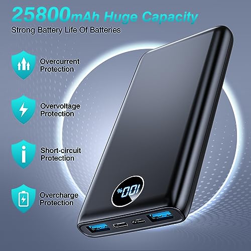 KEOLL Portable Charger 25800mAh Power Bank, 22.5w Fast Charging Battery Pack, LED Display USB C Backup Battery, Slim Portable Phone Charger for iPhone 15/14/13 Pro Samsung Android Cell Phone etc