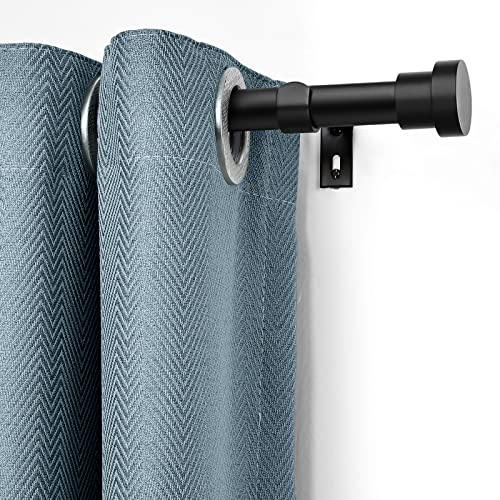 Briofox Black Curtain Rods for Windows 28 To 48 Inch-1 Inch Heavy Duty Adjustable Curtain Rod With Modern Decortive End Cap Finials WIth Brackets【NOT TENSION ROD】