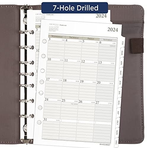 AT-A-GLANCE 2024 Monthly Planner Refill, 5-1/2" x 8-1/2", Desk Size, Loose-Leaf, Ruled Blocks (481-685Y-24)