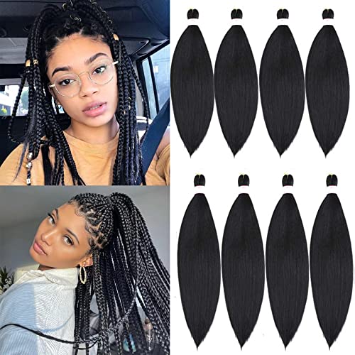 BEFUNNY Pre stretched Braiding Hair 30 Inch 8 Packs Prestretched Braiding Hair Bundles Long Brown/Blonde/White Three Tone Synthetic Crochet Hair For Women, Yaki Straight, Itch Free(30",T4/27/613)