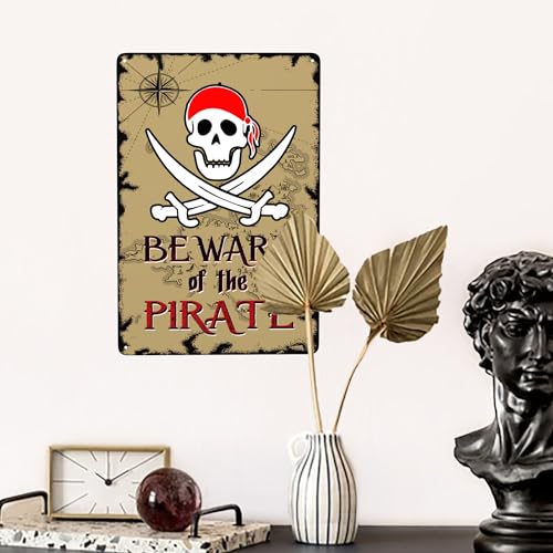 Pirate Theme Signs Decor Metal Sign Pirates Only All Others Will Walk The Plank Signs 12x8 Inches (Pirate01)