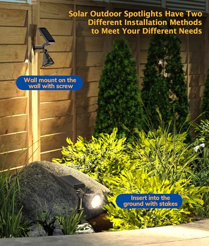 NBKLS Solar Spot Lights for Outside, 27 LED Outdoor Solar Lights for Yard, 4 Pack Solar Spotlights Waterproof Auto On/Off for Landscape, Wall, Garden, Pool, Tree, Pathway and Driveway(Warm White)
