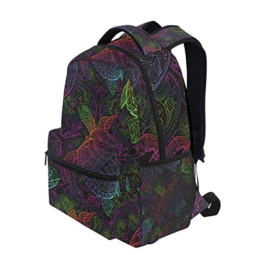 senya School Backpack Boho Sea Turtle Mandala Bookbag for Boys Girls Travel Bag One Size